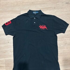 Polo Ralph Lauren Men’s Triple Pony Mesh Polo Shirt S/S Large Black  Vintage